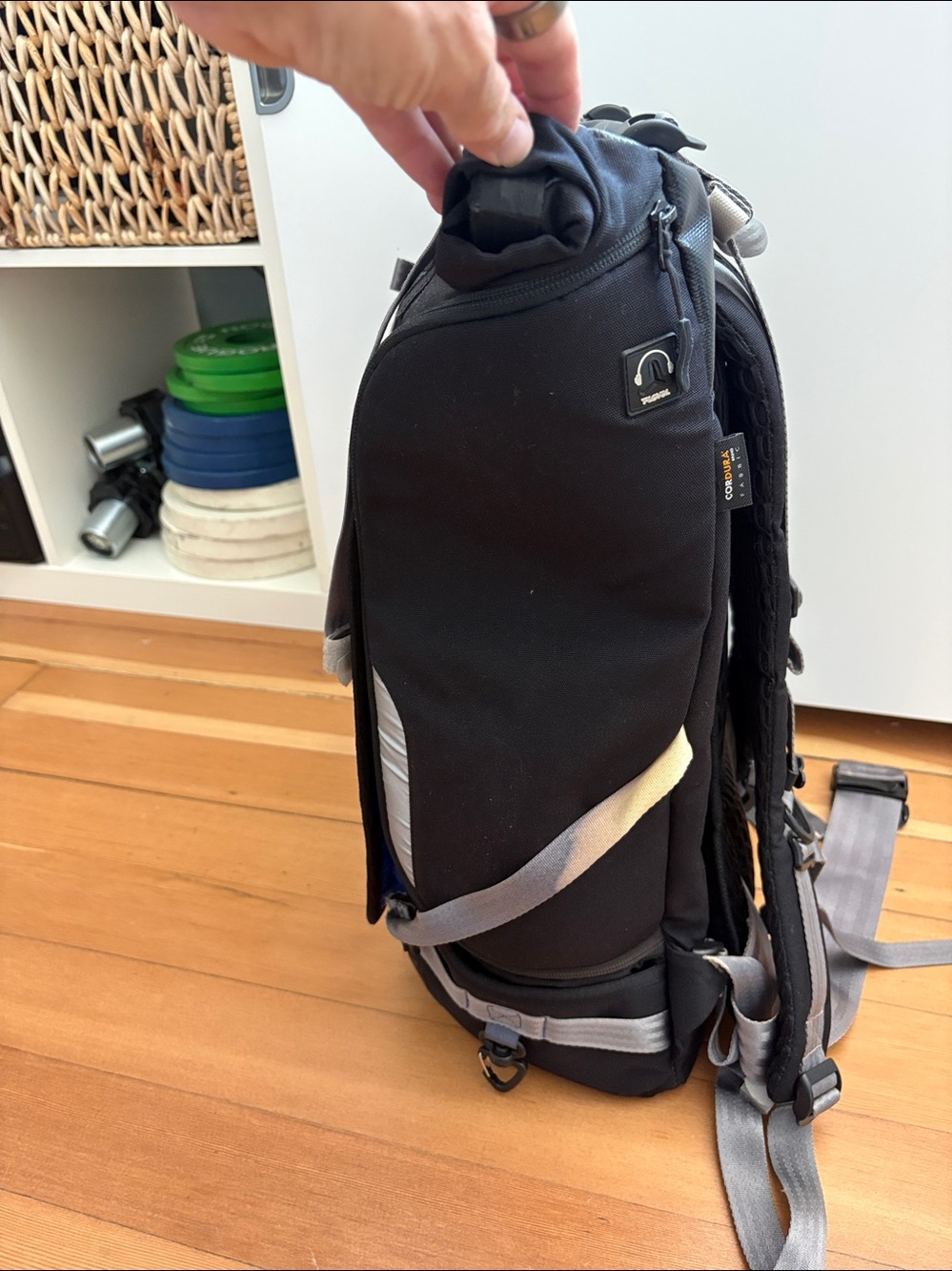 T-Level South Korean Black and Gray Roll-Top Backpack - Picture 4 of 7